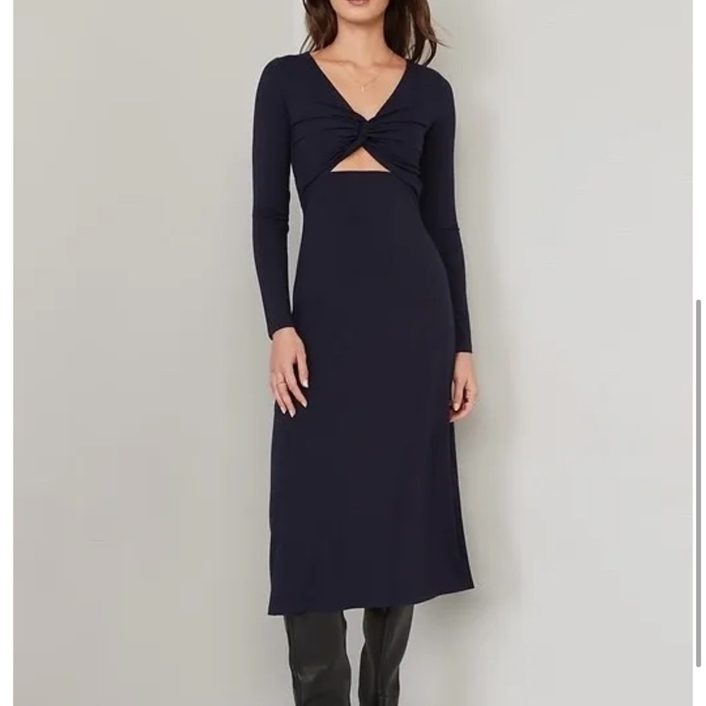 Old Navy Fit & Flare Twist-Front Cutout Midi Dress